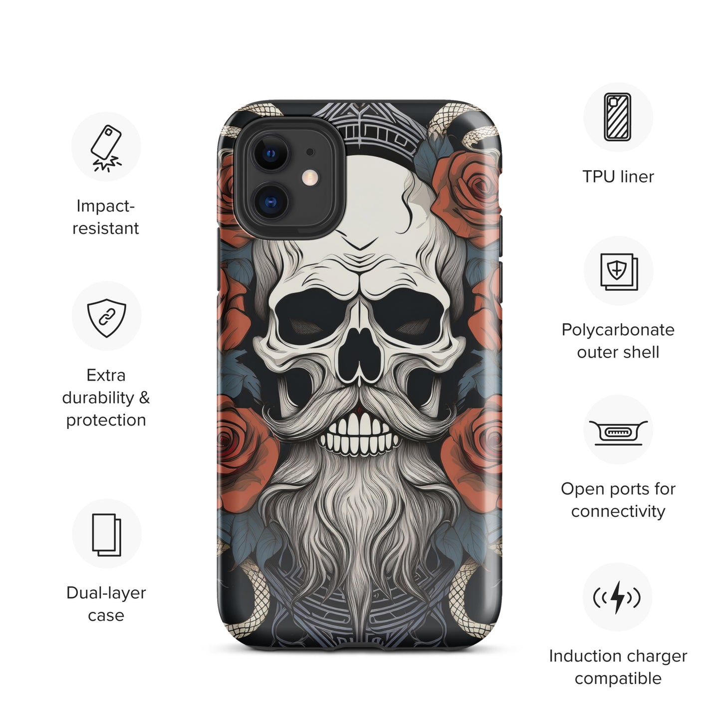 GC Skull & Roses Tough Phone Case for iPhone®