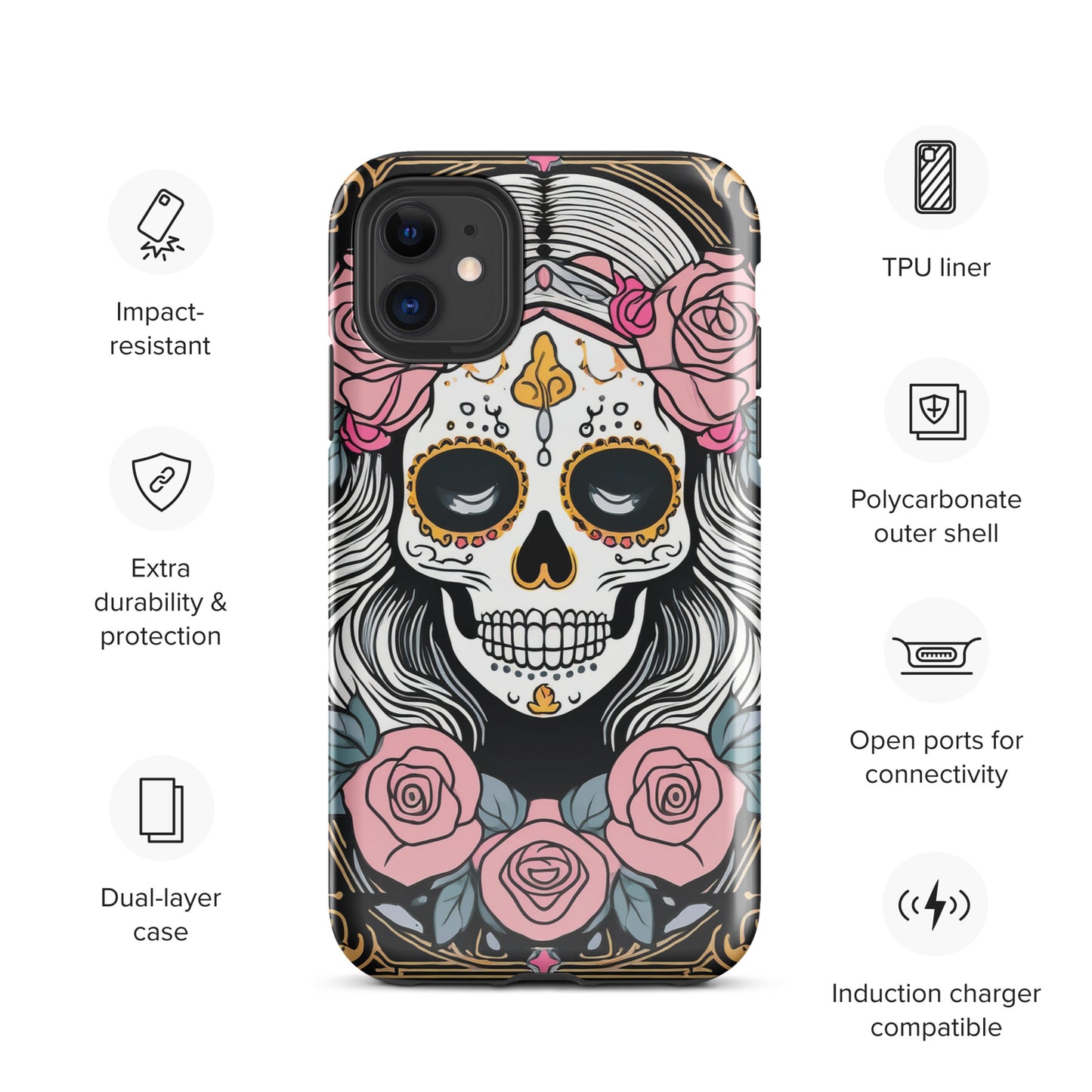 GC Rosey Candy Skull Tough Phone Case for iPhone®